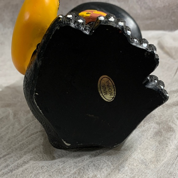 Vintage Black Cat  Ceramic Candle Holder  Figurine with Orange/Yellow Accents - Picture 13 of 16